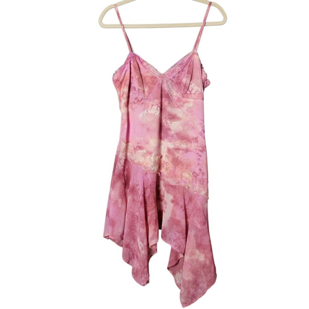 Wild Fable Womens Pink Tie Dye Handkerchief Asymmetrical Hem Slip Dress Small